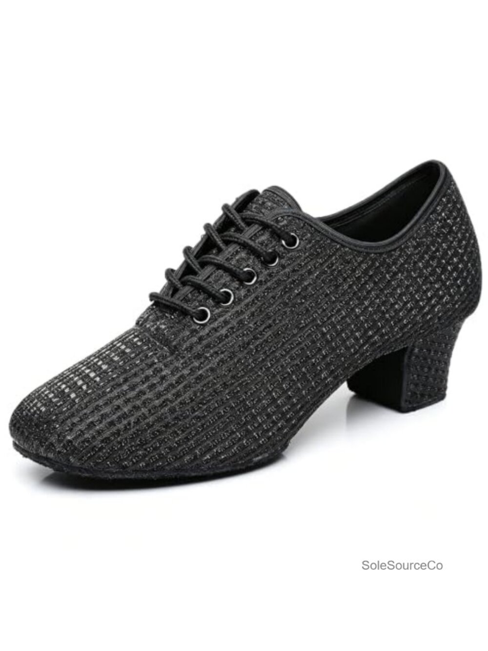 Glitter Lace-Up Dance Shoes with 2-Inch Heel Suede Sole Latin Salsa Tango